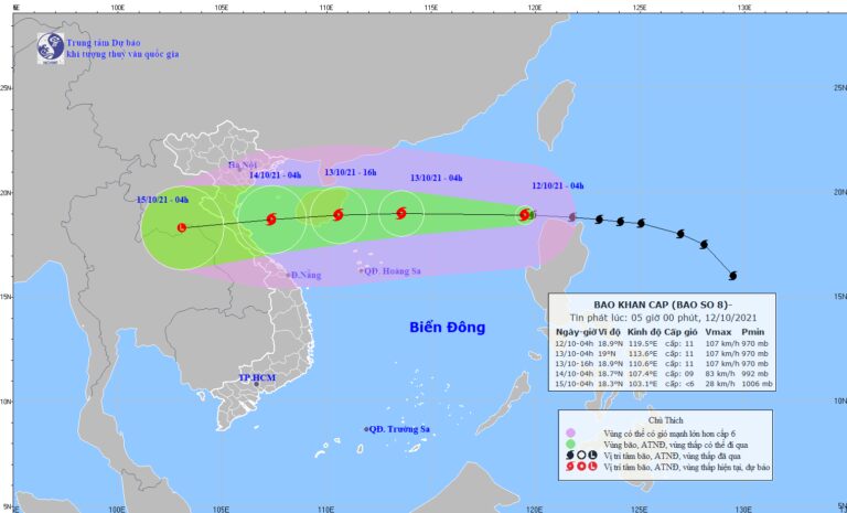 Tin tức thời tiết hôm nay 12.10.2021: Bão số 8 gây gió giật cấp 13