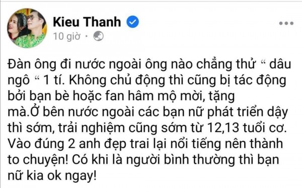 Kiều Thanh bị chỉ trích vì bênh vực không đúng 