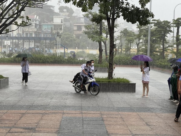 Quảng Ninh: Thí sinh dự thi tốt nghiệp THPT dầm mưa ra về