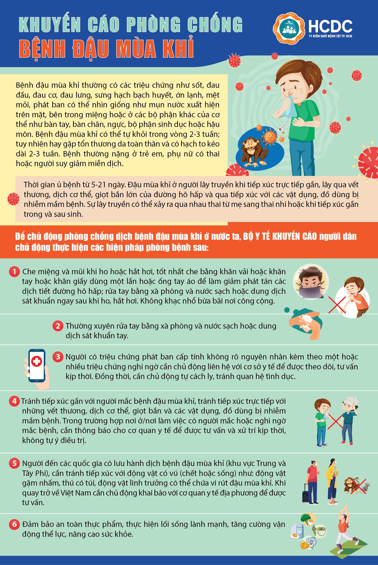 Infographic: Khuyến cáo phòng, chống bệnh đậu mùa khỉ