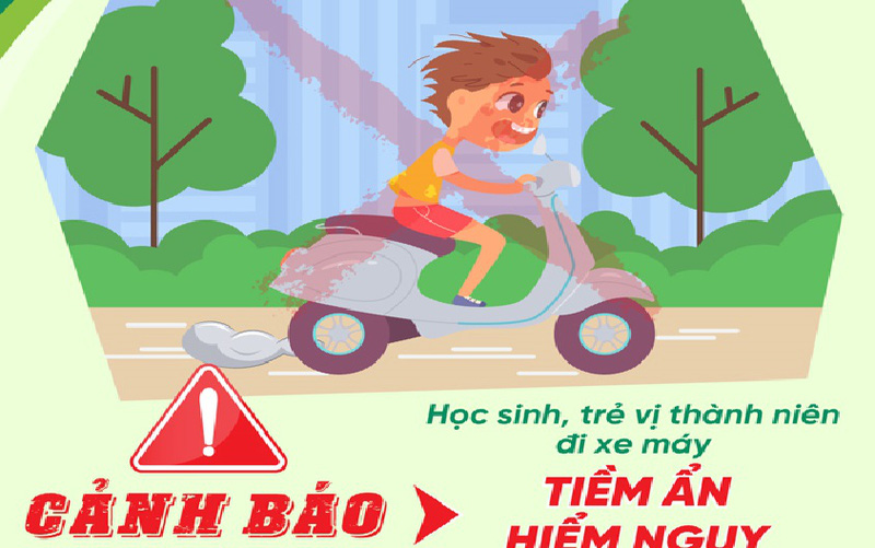 Cảnh báo nguy cơ tai nạn giao thông khi học sinh, trẻ vị thành niên tự điều khiển xe máy