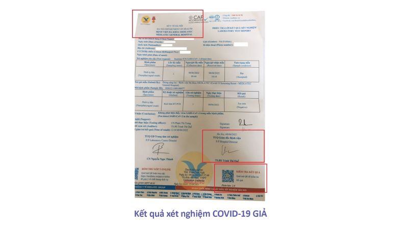 Cảnh báo: Làm giả xét nghiệm COVID-19, bán kết quả âm tính giả để xuất cảnh