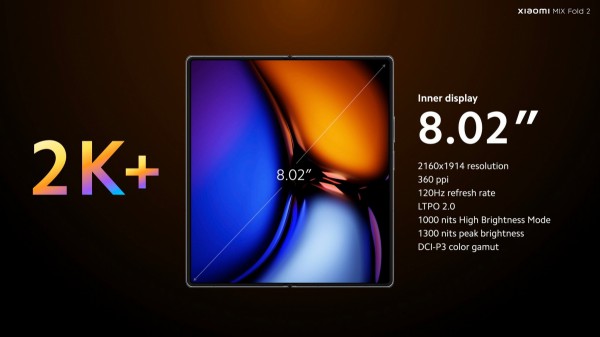 Xiaomi giới thiệu smartphone màn hình gập MIX Fold 2, mỏng chỉ 5,4 mm