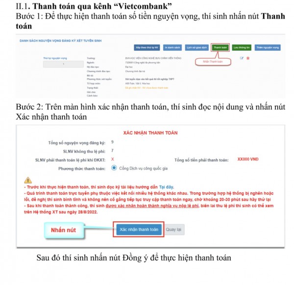Bộ GD-ĐT hướng dẫn 15 kênh thanh toán trực tuyến lệ phí xét tuyển đại học