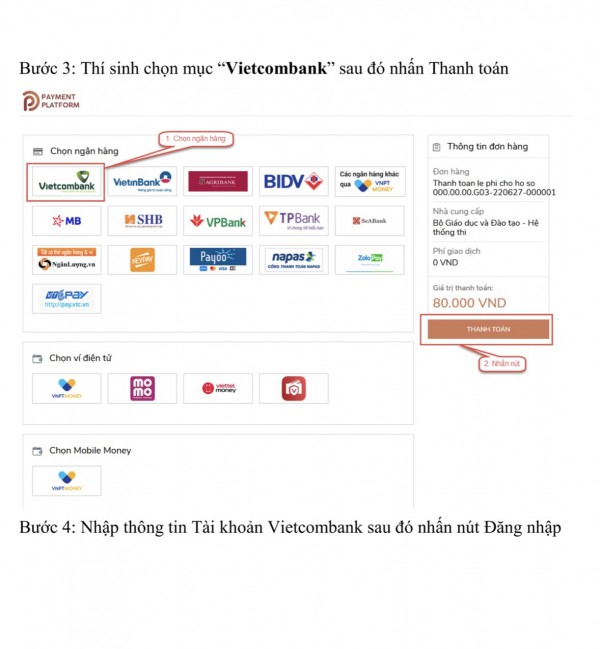 Bộ GD-ĐT hướng dẫn 15 kênh thanh toán trực tuyến lệ phí xét tuyển đại học