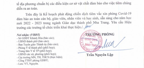 Nha Trang lấy kết quả tiêm vắc xin để đánh giá, bình xét thi đua năm học