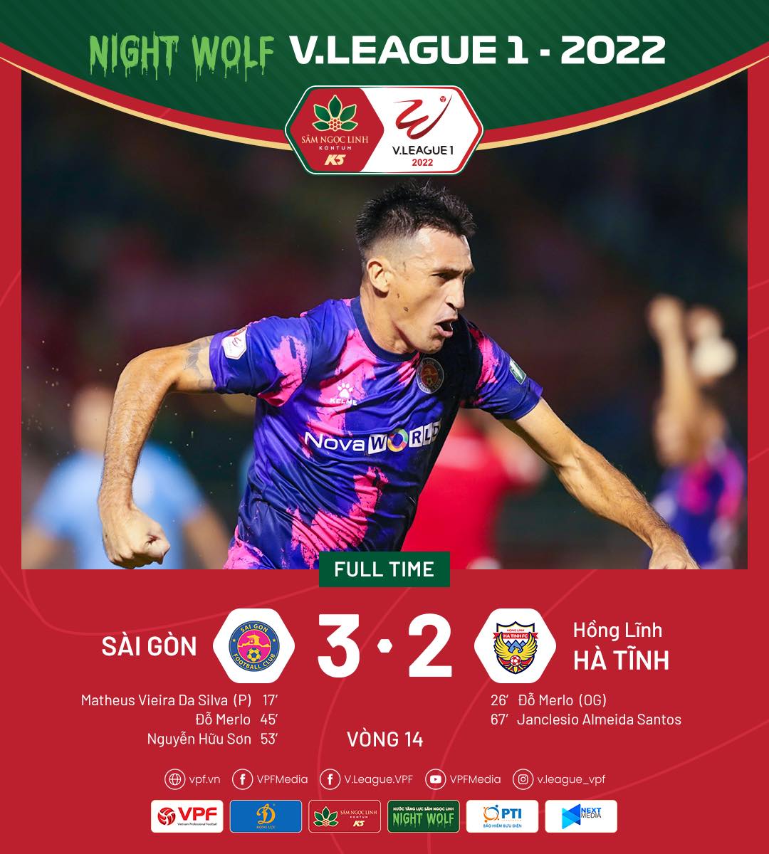 Vòng 14 V.League - CLB Sài Gòn giành chiến thắng kịch tính trước Hồng Lĩnh Hà Tĩnh