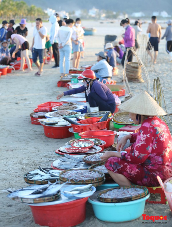 Ảnh: Hải sản tươi rói ở chợ bên bờ biển Đà Nẵng lúc bình minh