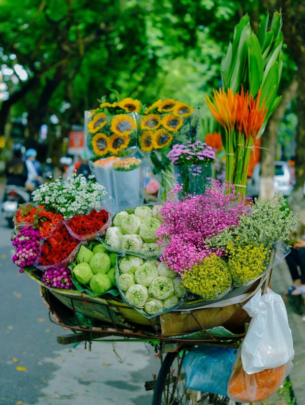 Hà Nội đẹp ngỡ ngàng trên những xe hàng hoa dưới phố