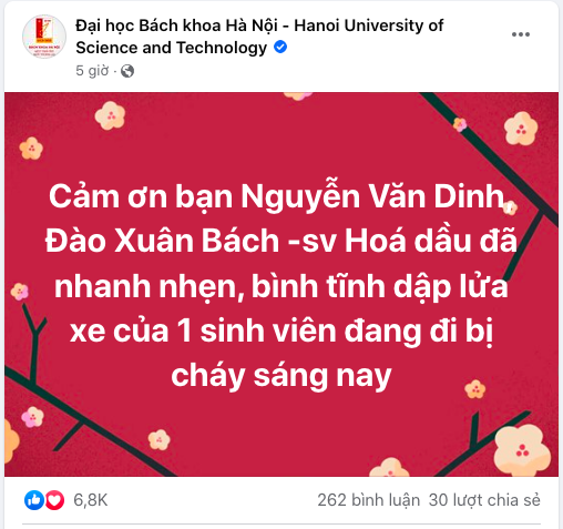 Dập được lửa từ xe máy bốc cháy ngùn ngụt, 2 sinh viên hóa dầu thành ‘Idol’