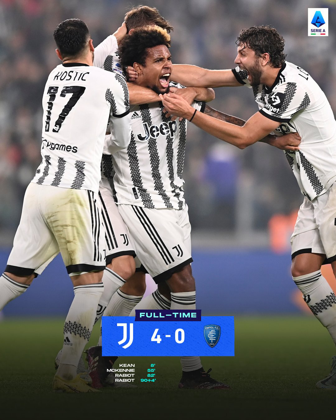 Đá sớm vòng 11 Serie A: Juventus đại thắng Empoli