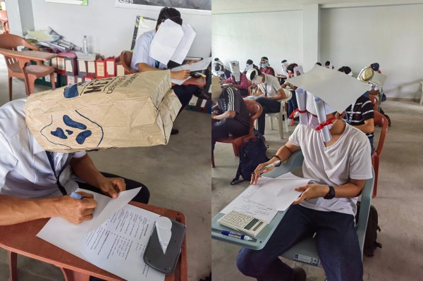 Độc đáo ‘nón chống gian lận thi cử’ tự chế của sinh viên