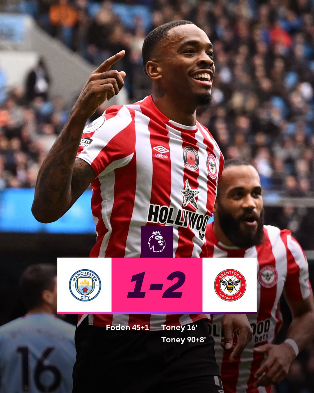 Man City 1-2 Brentford: Dấu ấn Toney, địa chấn tại Etihad Man City 1-2 Brentford: Dấu ấn Toney, địa chấn tại Etihad