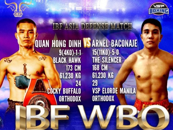 Võ sĩ Đinh Hồng Quân bảo vệ đai IBF châu Á trước đồng hương của Manny Pacquiao