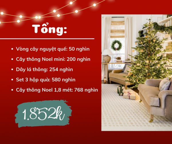 Trang trí phòng khách đón Noel với chi phí chưa đến 2 triệu đồng