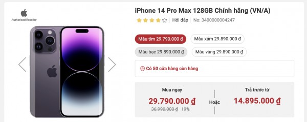 iPhone 14 Pro Max "sập giá", bản màu Tím giờ có giá rẻ nhất iPhone 14 Pro Max "sập giá", bản màu Tím giờ có giá rẻ nhất