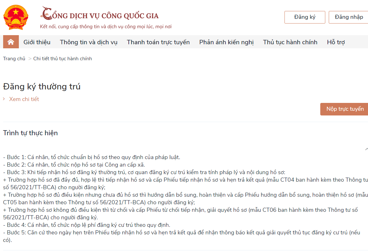 Cách đăng ký thường trú và tạm trú trực tuyến