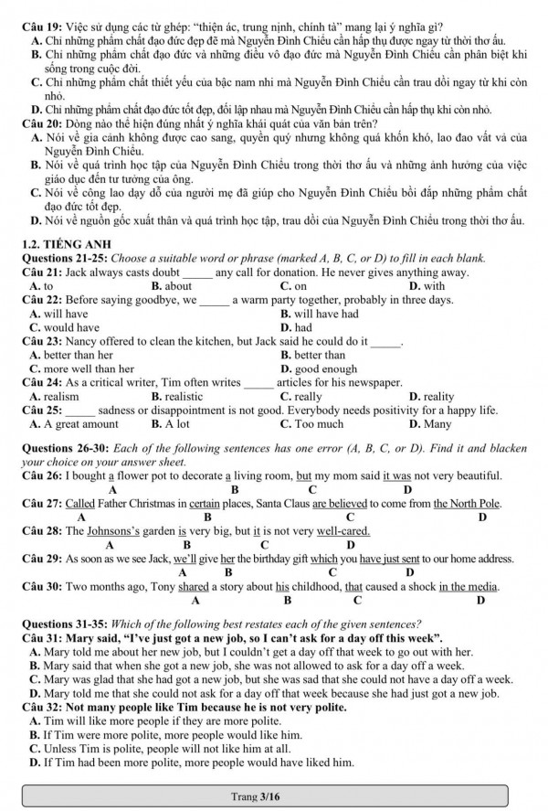 Có gì mới trong đề thi mẫu đánh giá năng lực ĐH Quốc gia TP.HCM 2023?