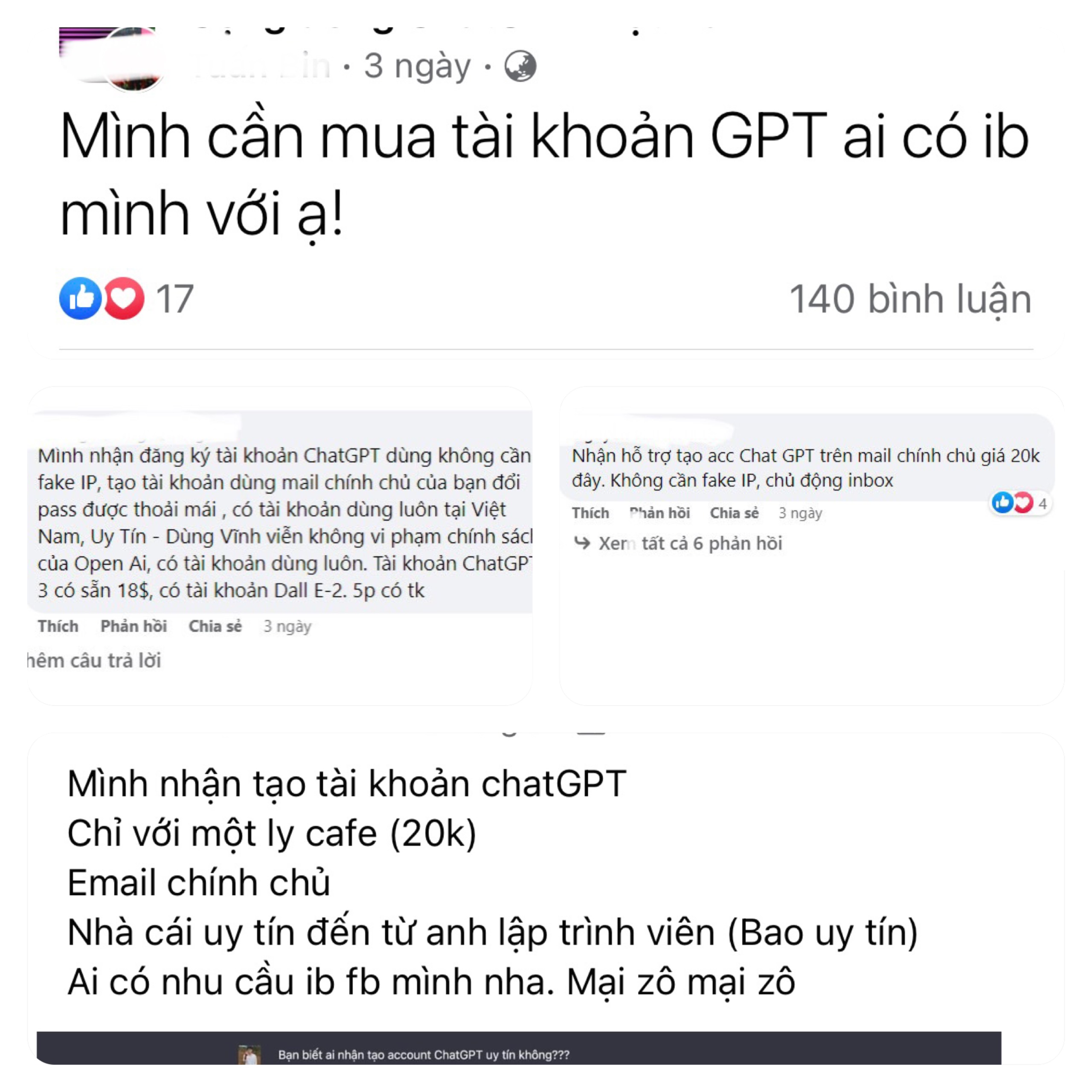Rao bán tràn lan tài khoản ChatGPT trên mạng