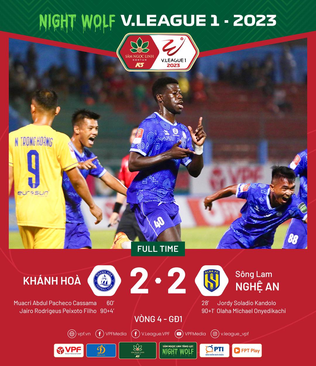 Vòng 4 V.League 2023 - Khánh Hòa và SLNA chia điểm nghẹt thở