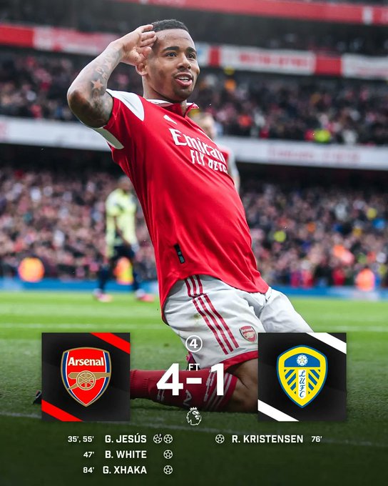 Thắng đậm Leeds United, Arsenal nối dài chuỗi trận thặng hoa
