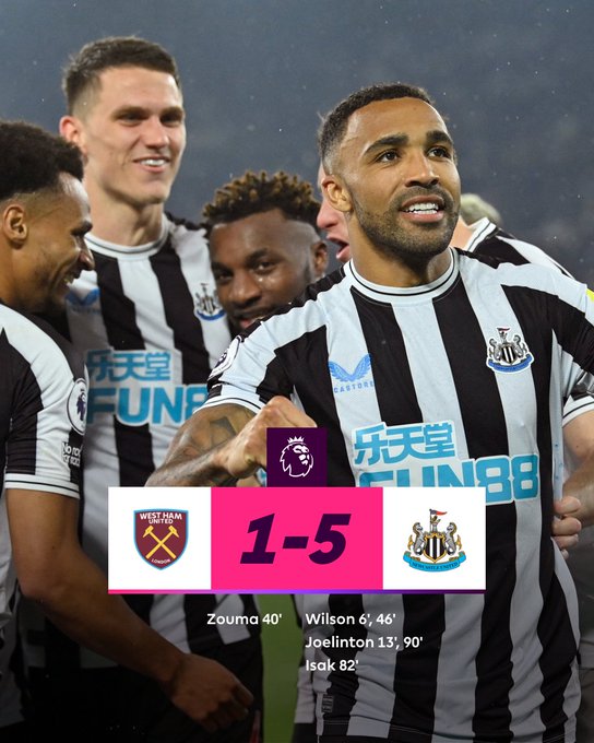 Đá bù vòng 7 Ngoại hạng Anh: Newcastle đại thắng trên sân West Ham