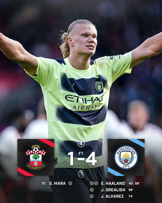 Vòng 30 Ngoại hạng Anh: Thắng dễ Southampton, Man City rút ngắn khoảng cách với Arsenal