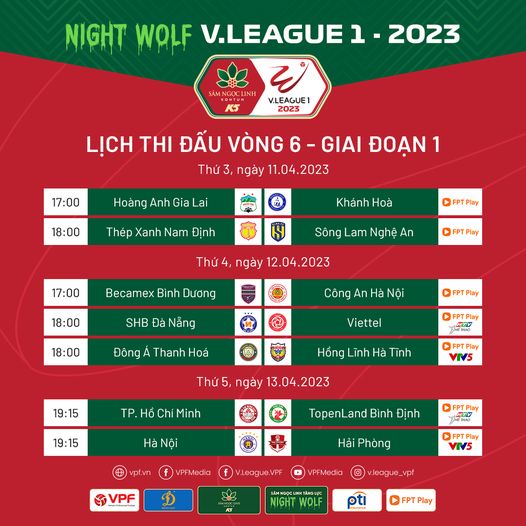 Lịch thi đấu & thông tin trước vòng 6 V.League 2023 Lịch thi đấu & thông tin trước vòng 6 V.League 2023