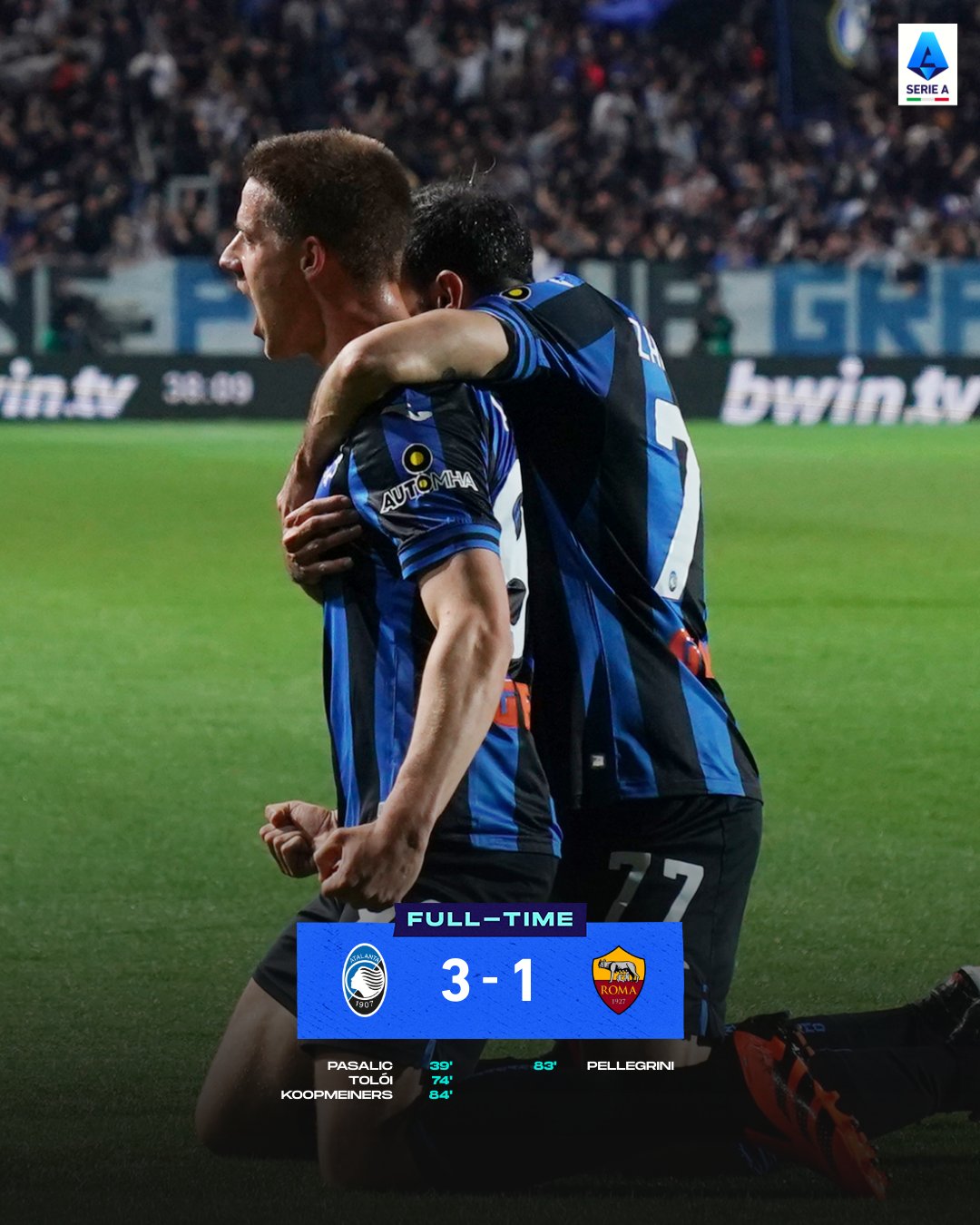 Vòng 31 Serie A - AS Roma bại trận, Atalanta tiệm cận top 4 Vòng 31 Serie A - AS Roma bại trận, Atalanta tiệm cận top 4