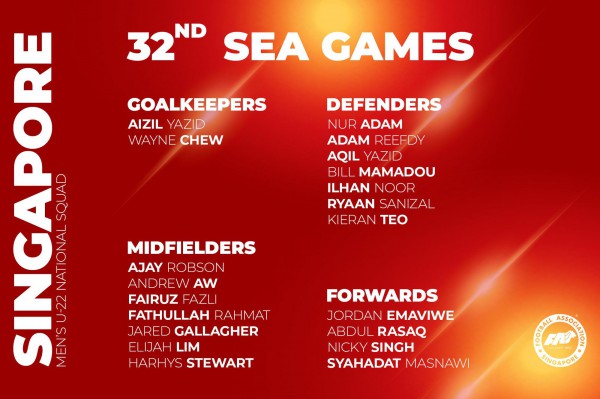 U.22 Singapore chốt danh sách với hy vọng ghi dấu ấn ở SEA Games 32
