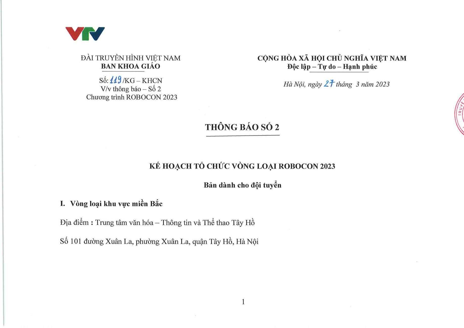 Chi tiết lịch thi đấu vòng loại Robocon Việt Nam 2023 Chi tiết lịch thi đấu vòng loại Robocon Việt Nam 2023