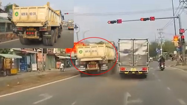 Kinh hoàng xe ben phi ầm ầm, vượt đèn đỏ bất chấp nguy hiểm Kinh hoàng xe ben phi ầm ầm, vượt đèn đỏ bất chấp nguy hiểm