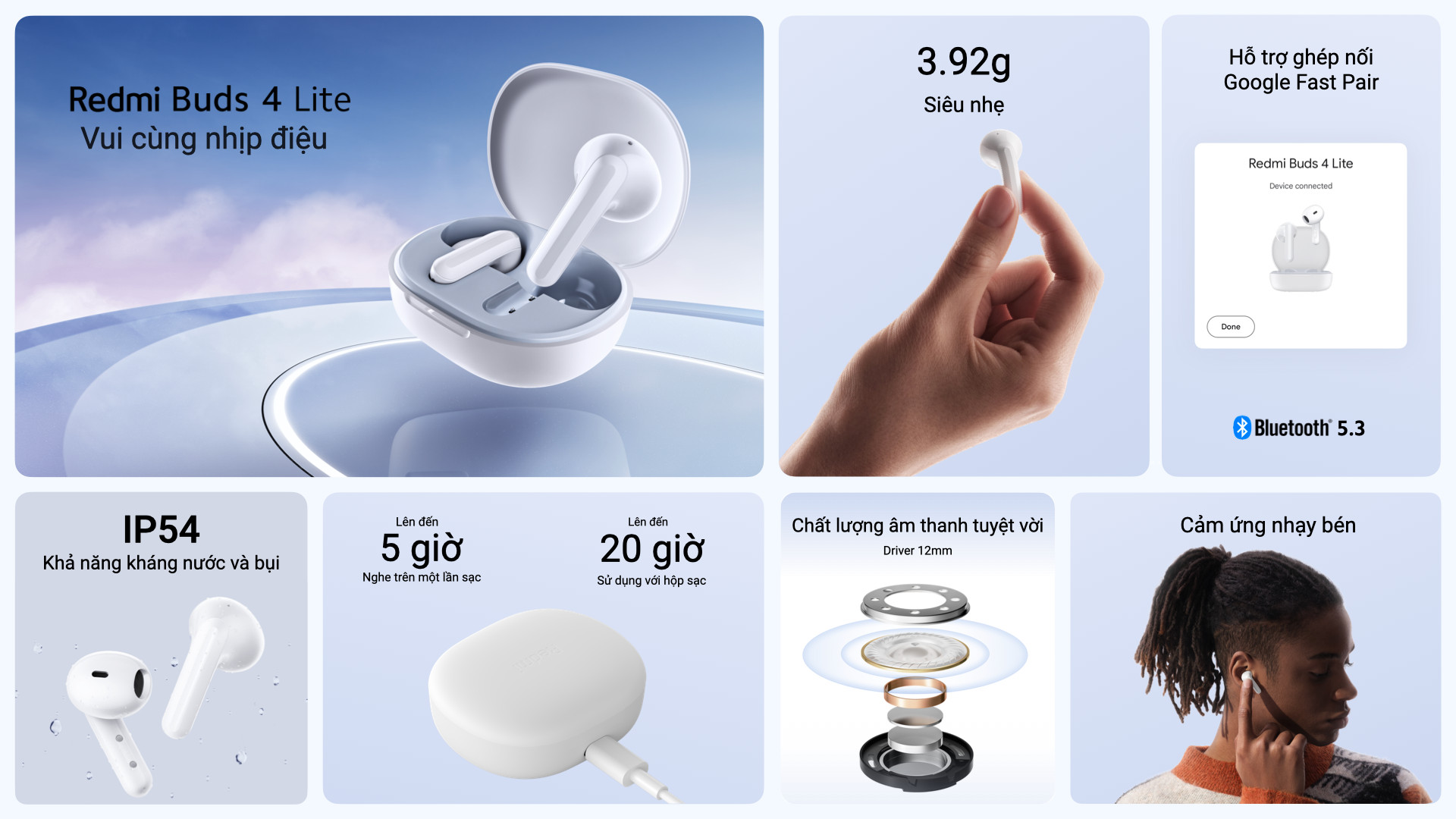 Xiaomi ra mắt tai nghe không dây trọng lượng siêu nhẹ Redmi Buds 4 Lite