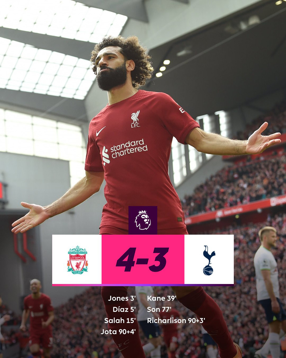 Liverpool thắng kịch tính Tottenham - Ngoại hạng Anh