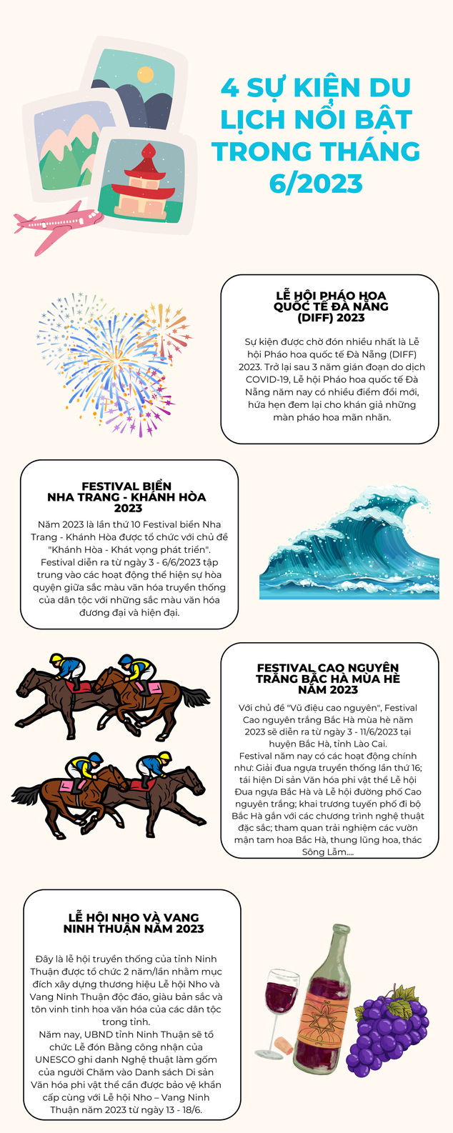Infographic - 4 sự kiện du lịch nổi bật trong tháng 6/2023