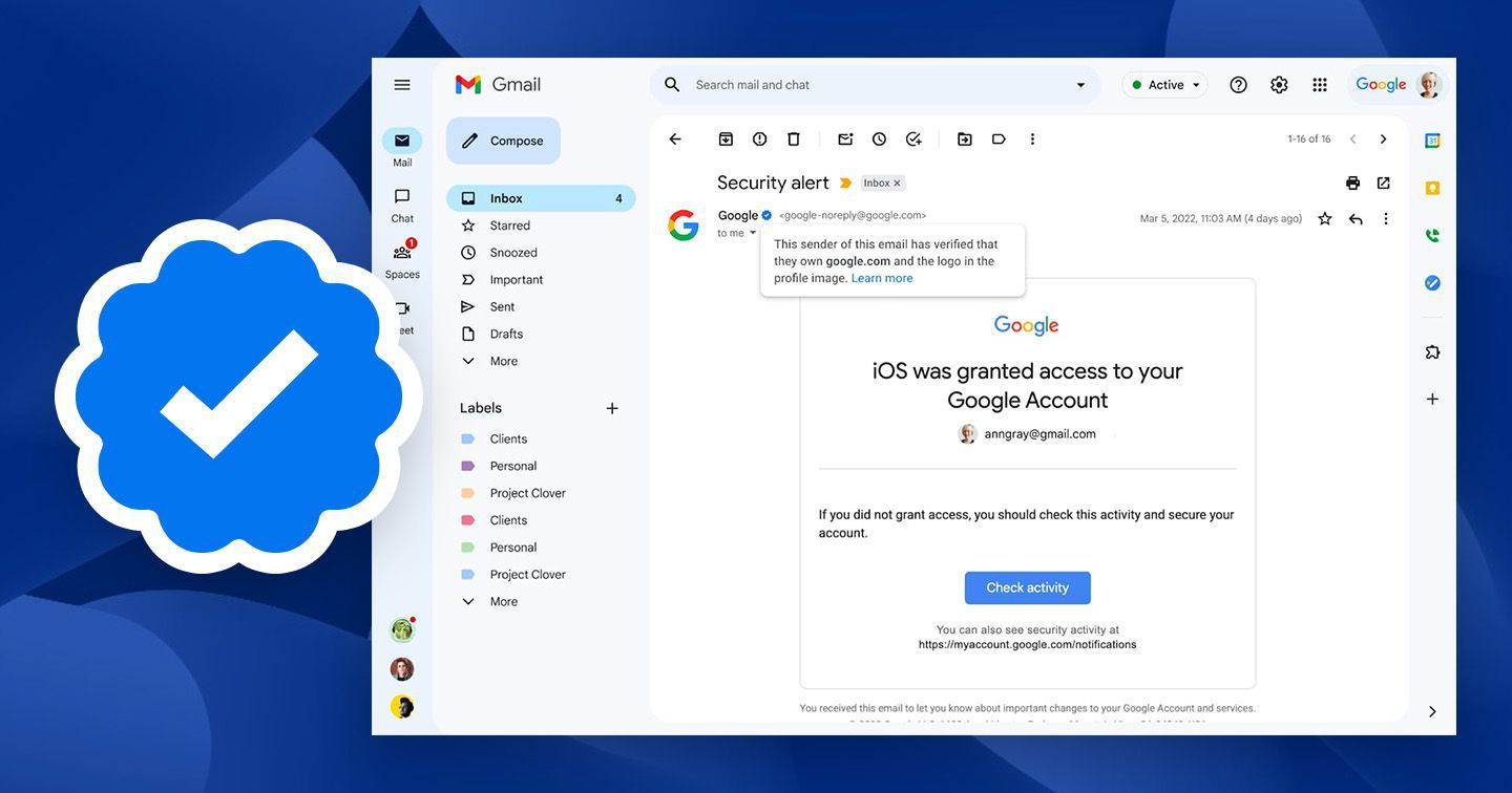 Google ra mắt dấu tích xanh trên Gmail