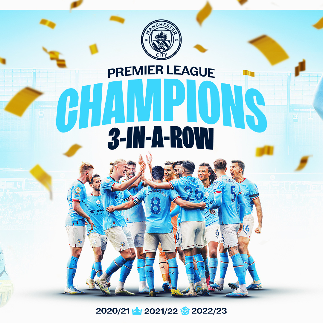 Manchester City vô địch Ngoại hạng Anh năm thứ ba liên tiếp