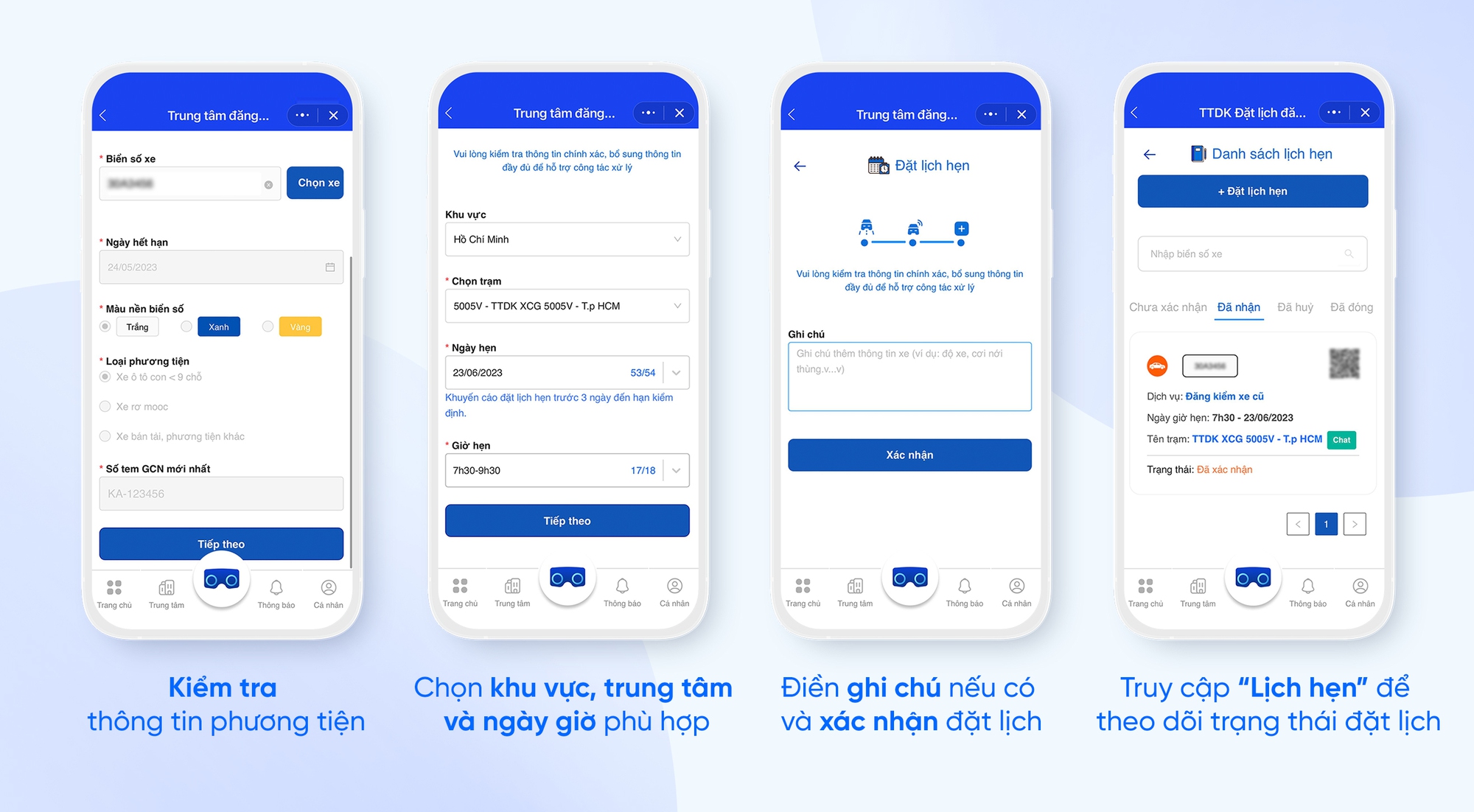Gia hạn hoặc đặt lịch đăng kiểm phương tiện trên Zalo