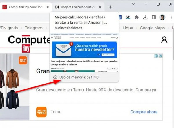 Trình duyệt Chrome sẽ hiển thị mức bộ nhớ RAM của tab đang mở Trình duyệt Chrome sẽ hiển thị mức bộ nhớ RAM của tab đang mở