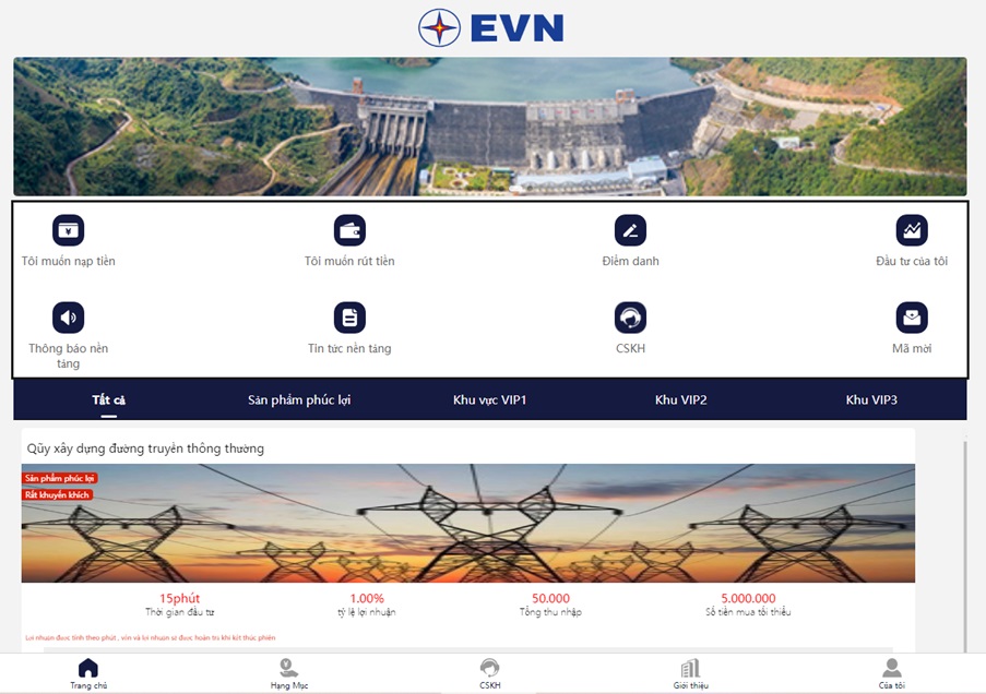 Giao diện website giả mạo thông tin của EVN Giao diện website giả mạo thông tin của EVN