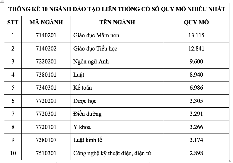Các ngành đào tạo giáo viên dẫn đầu quy mô đào tạo liên thông  - Ảnh 2.