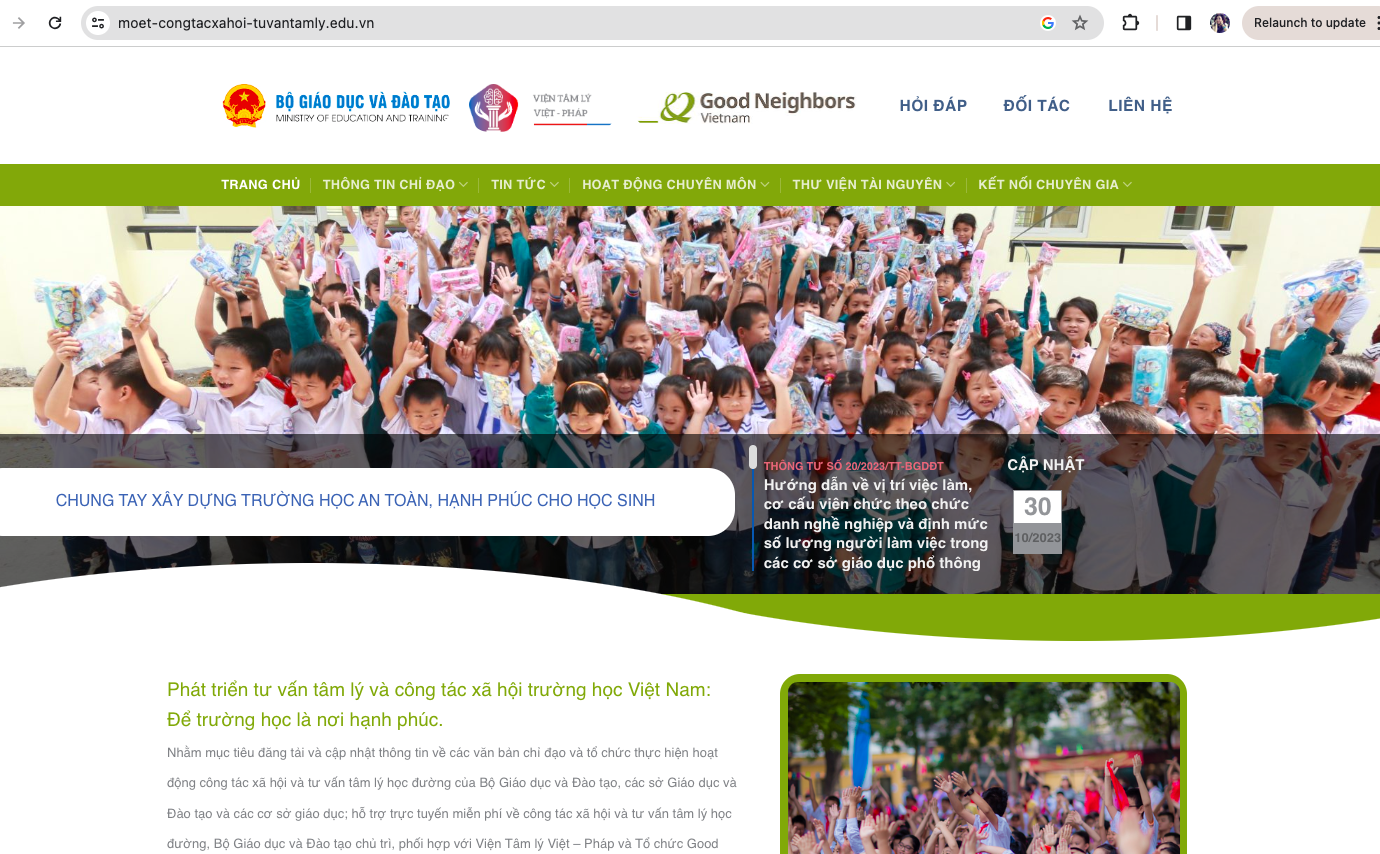 Kênh thông tin và tư vấn tâm lý trường học chính thức của Bộ GD-ĐT - Ảnh 1. Kênh thông tin và tư vấn tâm lý trường học chính thức của Bộ GD-ĐT - Ảnh 1.