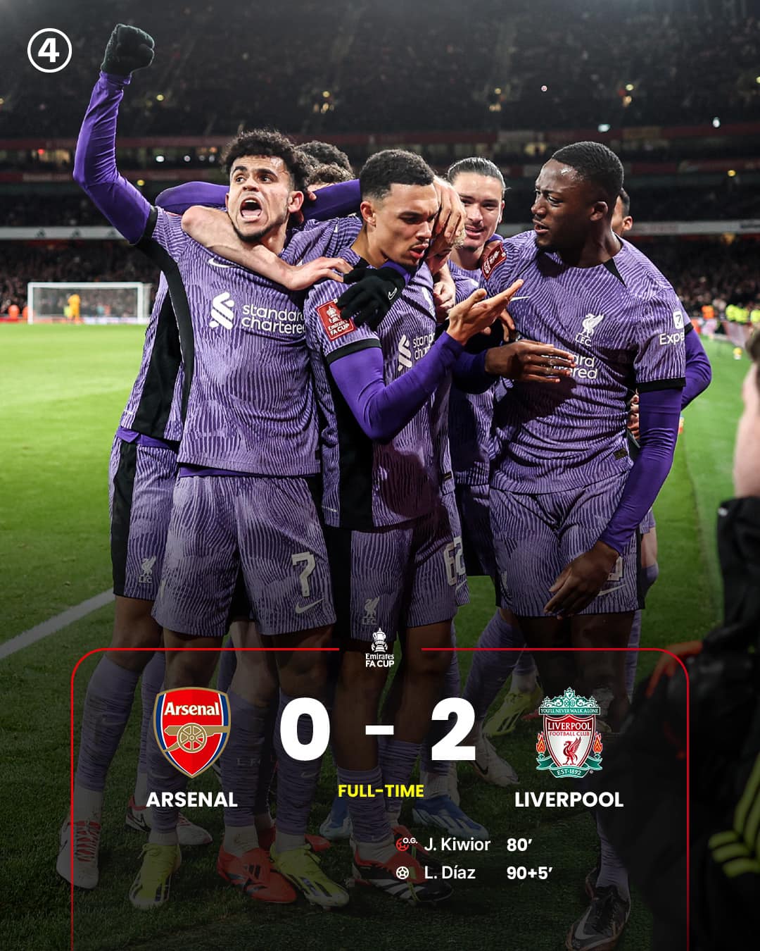 Liverpool đánh bại Arsenal ngay tại Emirates - Vòng 3 cúp FA