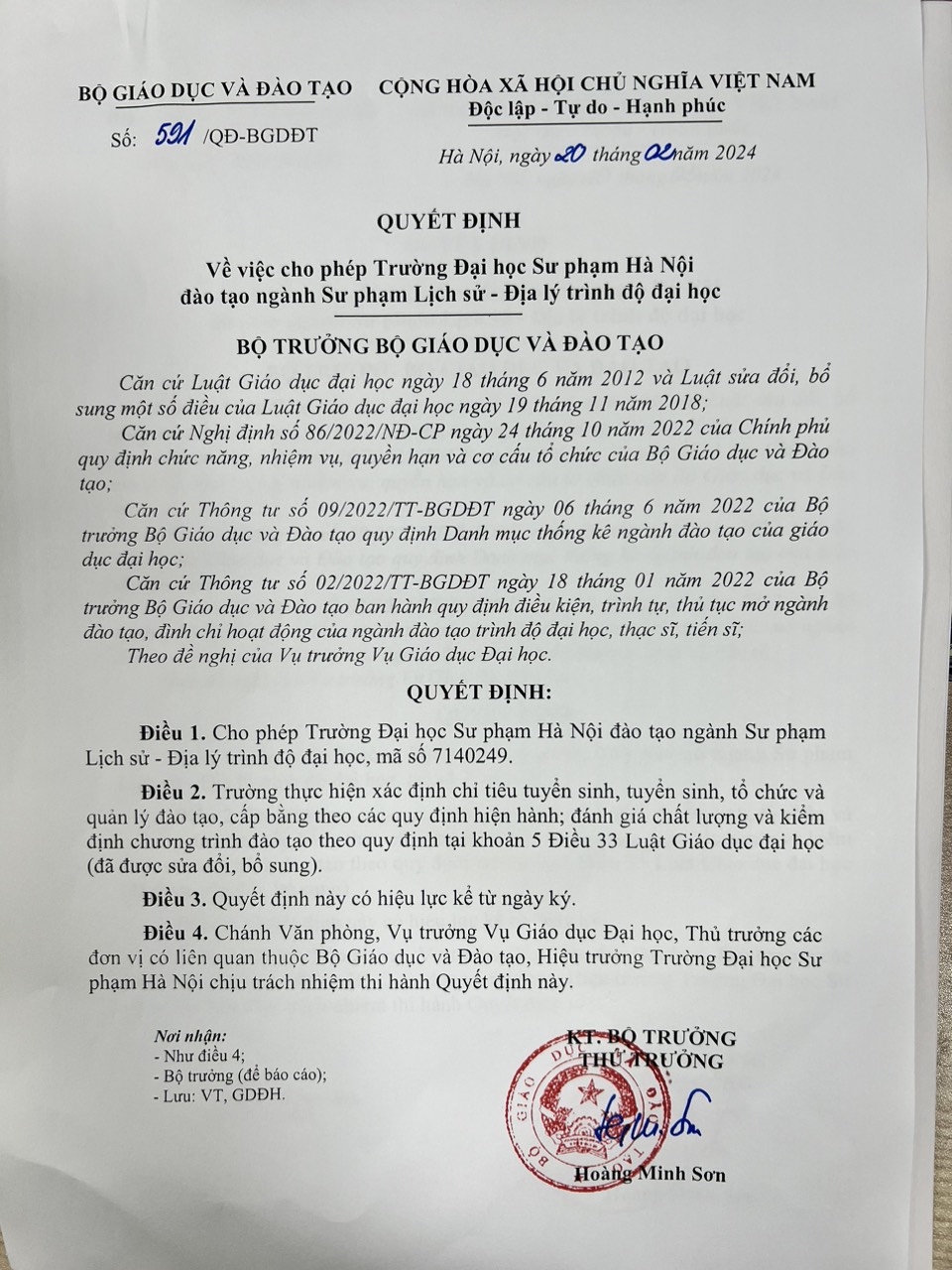 Trường ĐH Sư phạm Hà Nội có thêm 2 mã ngành sư phạm trình độ đại học- Ảnh 2.