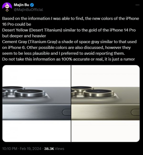 iPhone 16 Pro sẽ có hai màu mới, loại bỏ hai màu cũ