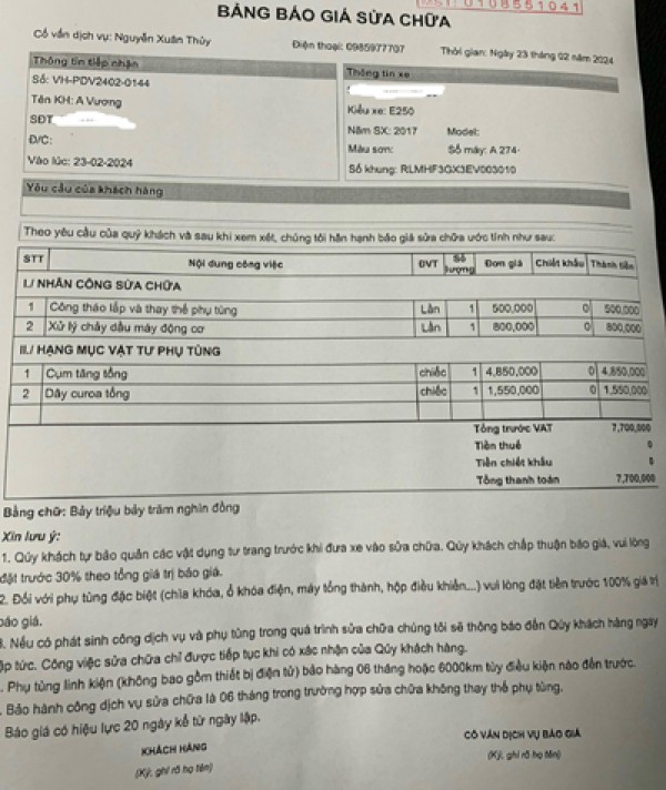 “Choáng váng” với hóa đơn sửa chữa xe sang