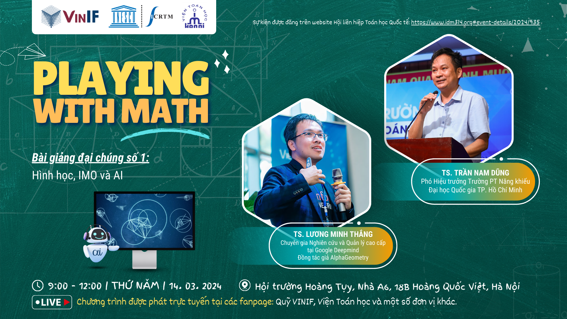 Cùng trải nghiệm trong Ngày Toán học quốc tế 'Playing With Math'- Ảnh 1. Cùng trải nghiệm trong Ngày Toán học quốc tế 'Playing With Math'- Ảnh 1.