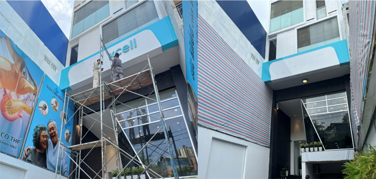 Biển hiệu “LuxCell International Clinic” của Công ty TNHH LuxCell International Clinic đã tháo gỡ