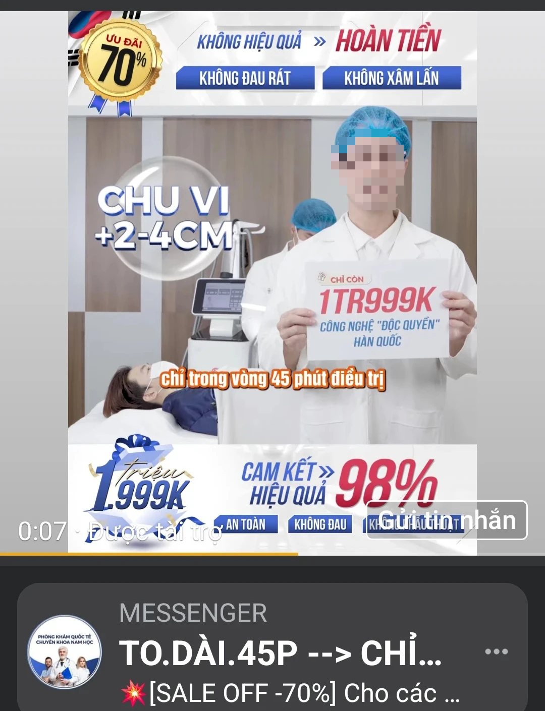 Quảng cáo tăng kích thước dương vật trên mạng xã hội
