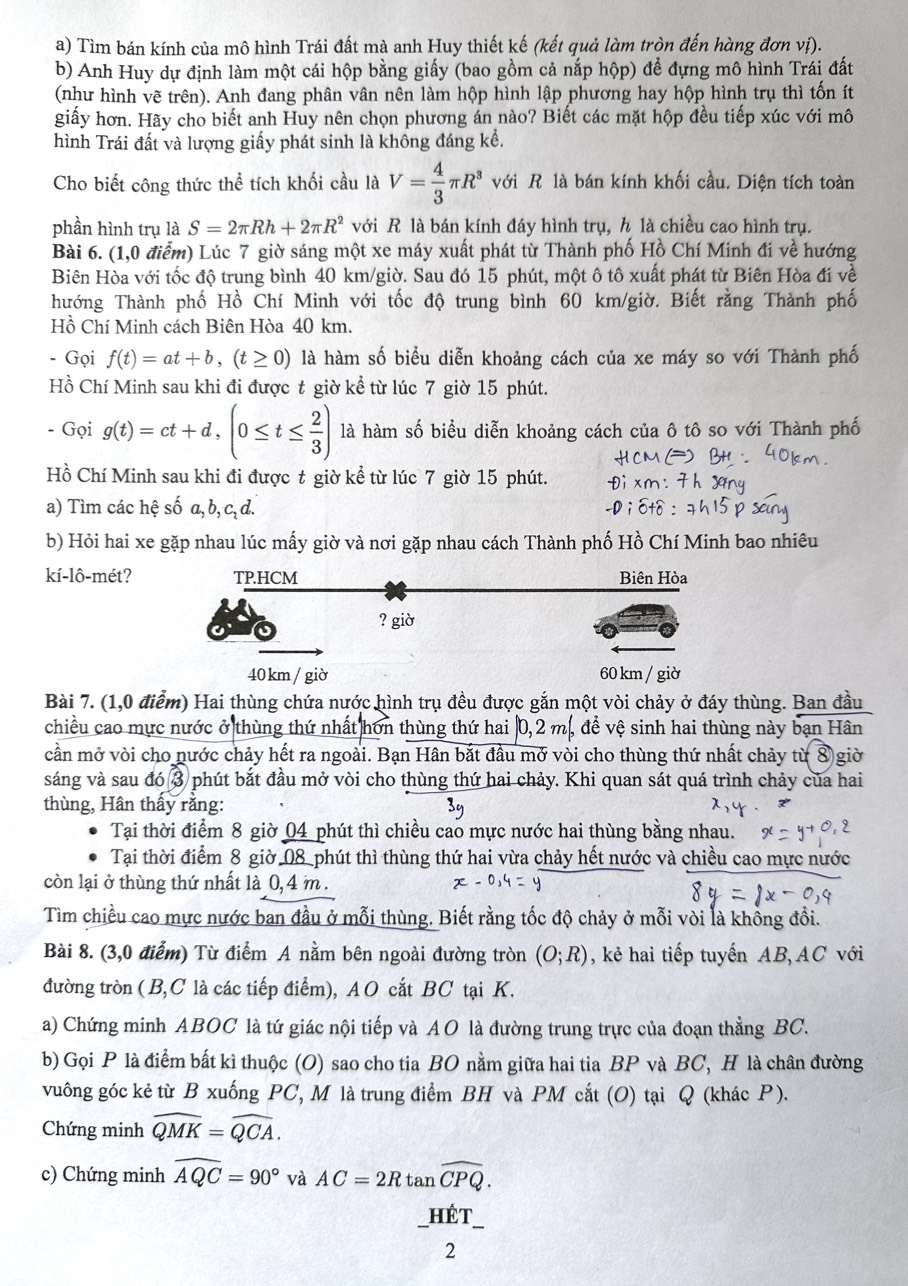 Đề thi chính thức môn toán lớp 10 tại TP.HCM năm 2024- Ảnh 2.